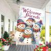 Snowman Welcome Friends Double-Sided Polyester Garden Flag Outdoor Lawn Decoration, No Electricity Needed - 1PC