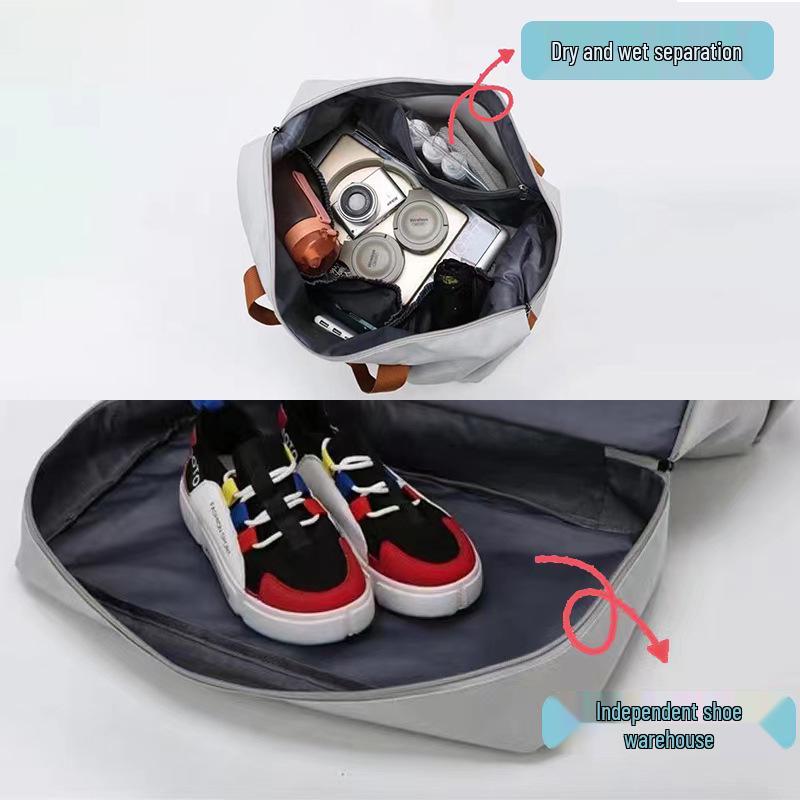 Large Capacity Fitness Travel Bag with Wet/Dry Separation and Shoe Compartment, Fits Luggage Handles