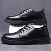 Men's shoes 2025 new autumn British style black casual leather shoes men's business dress big head work Martin boots