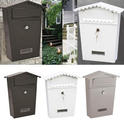 Metal Vintage Mailbox Wall Mount Mail Secure Lockable Mail Box with 2 Keys Home Office Front Door Collection Boxes