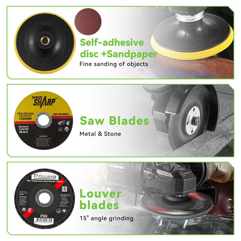 125mm Brushless Cordless Electric Angle Grinder 3 Gears High Power Grinding Polisher Cutter Tool For Makita 18V Battery