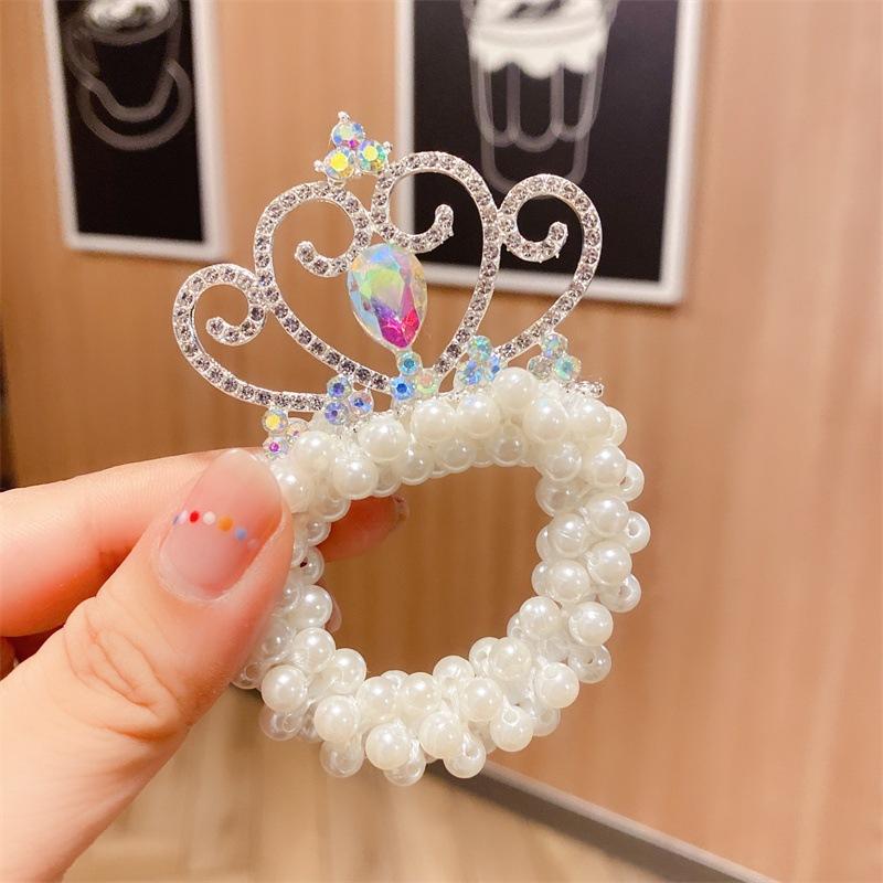 

Brand New Pearl Crown Princess Cute Children s Elastic Hairband Hair Accessories Crown Headdress Girl Children s Hair Rubber Band Princess Headband #11