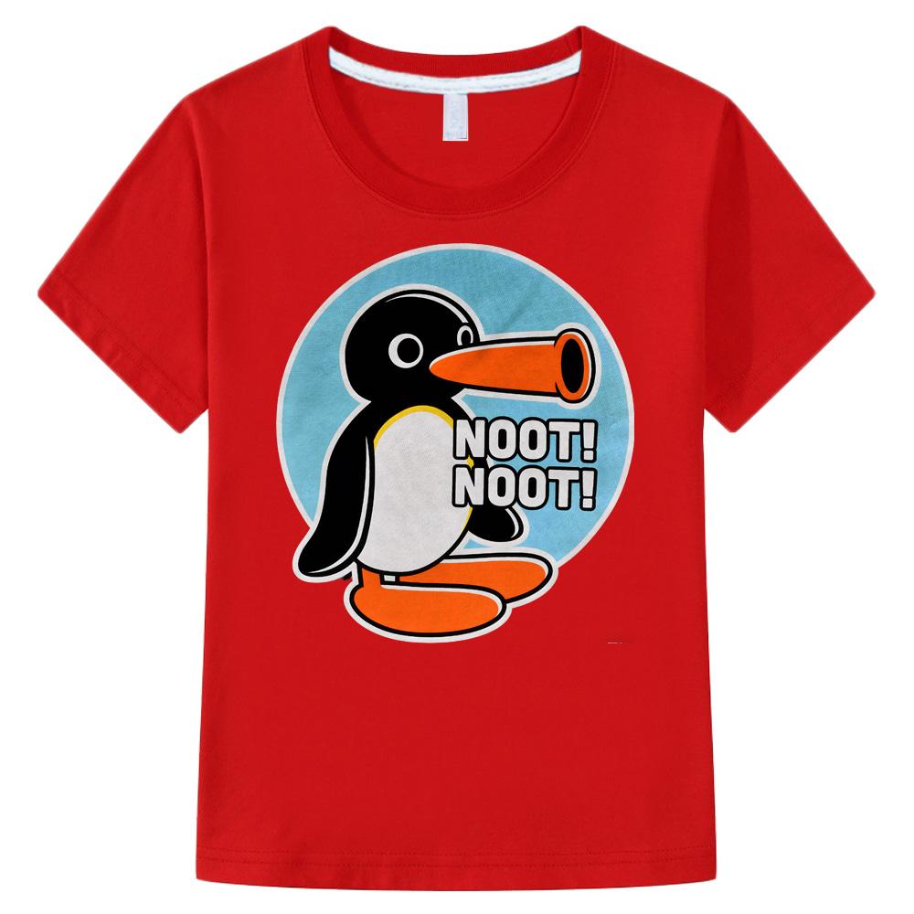 Pingu Abbigliamento Bambini Top per Ragazzi/Ragazze Maniche Corte Sportiva Moda Streetwear Fumetti Girocollo T-shirt