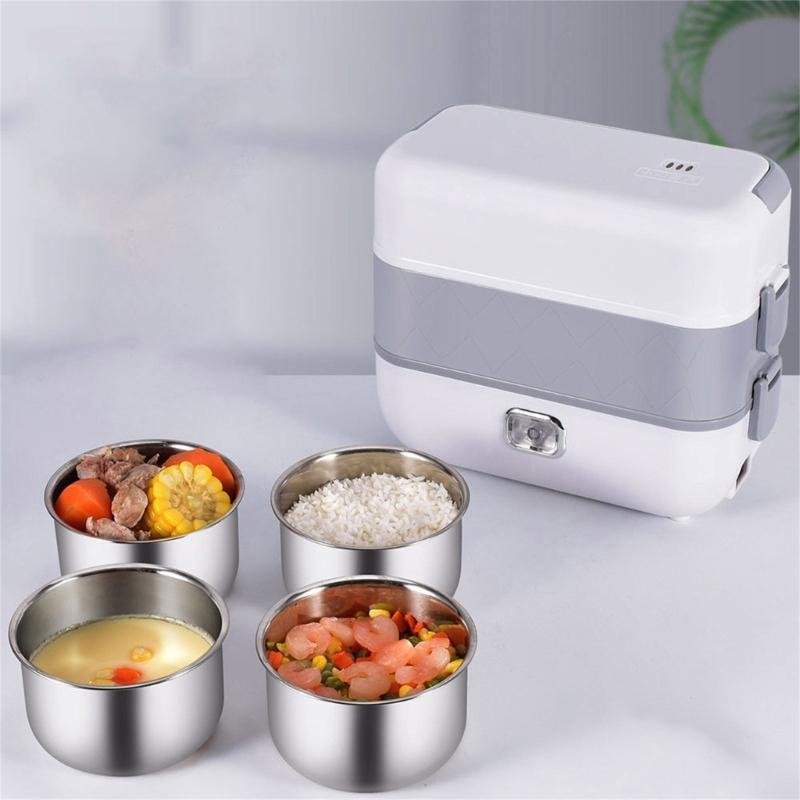 Electric Lunch Box Double Layer Insulated Food Heater for Dormitory Kitchen Office Travel Food Storage Container