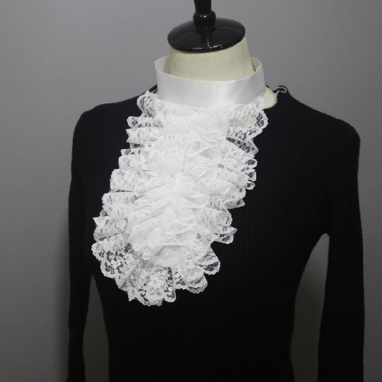 Ruffle Lace Jabot False Collar Steampunk Victorians Colonial Neck Collar Necktie
