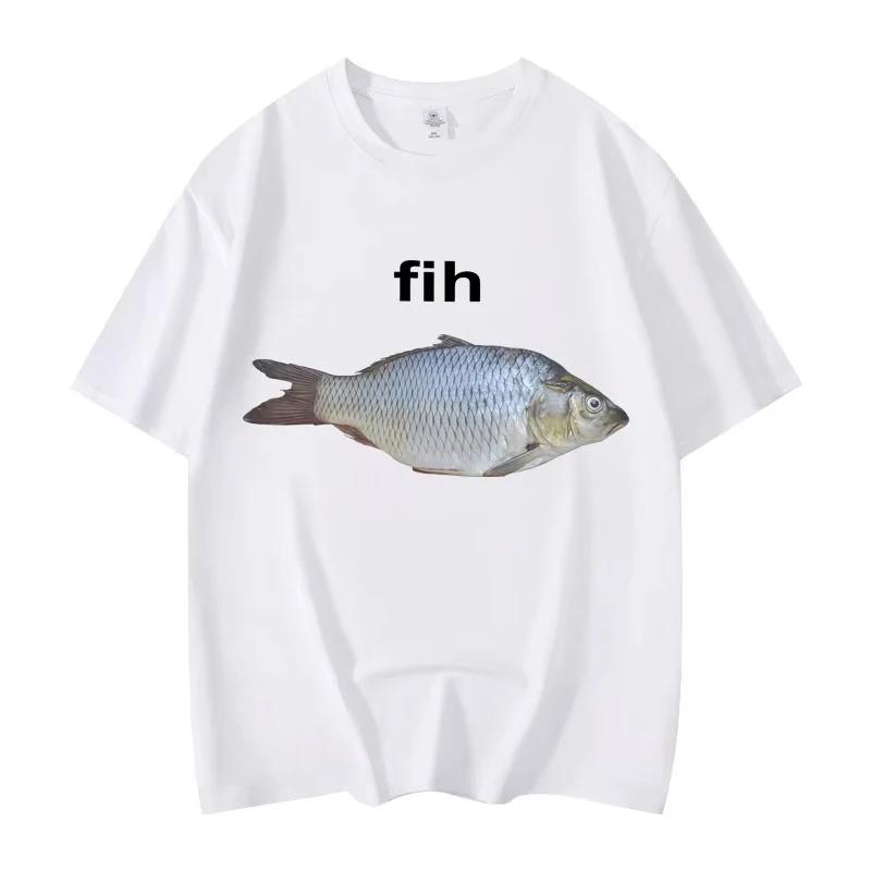 Fih Fish Funny Meme T Shirt Fashion Short Sleeve T-shirts Women Clothing Summer T-shirt Streetwear Tops Women Clothing