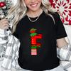 Womens Christmas Alphabet AZ Graphic Print Tshirt Holiday Casual Top with Santa Letters Perfect for Xmas Party Street Wear