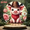 Vintage Cowboy Pig Metal Wall Art Country Western Home Decor