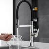Copper Pull Down Kitchen Sink Faucet Deck Mounted Mixer Tap 360 Degree Rotation Kitchen Sink Hot Cold Taps Crane Gun Gray/Black
