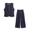 Kaslead New Arrival Women's Clothing Fashion Style Fashion Denim Vest Jacket Pants 3777021 3777023