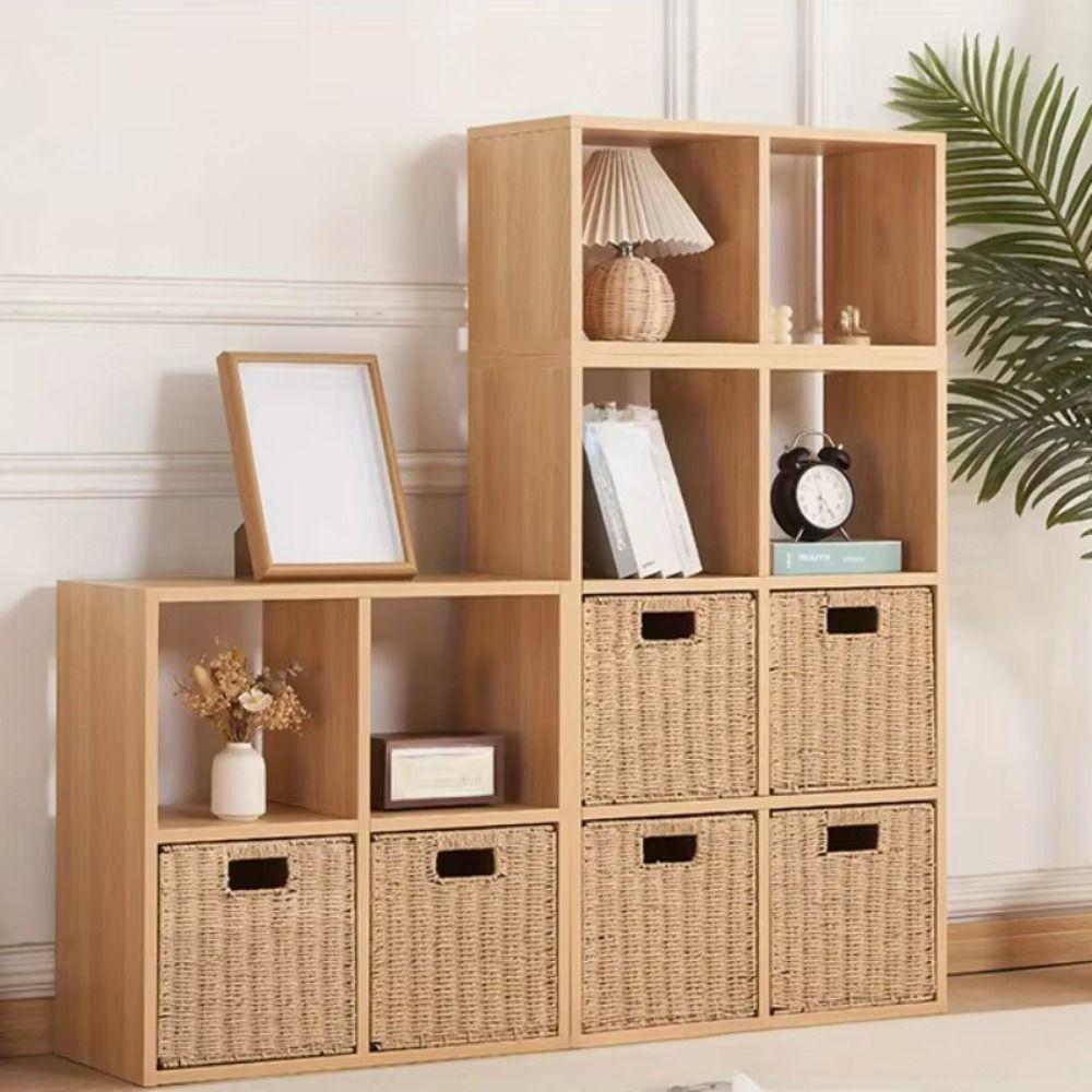 Large Capacity Imitation Rattan Basket Square Sundries Organizer Woven Storage Bin Living Room