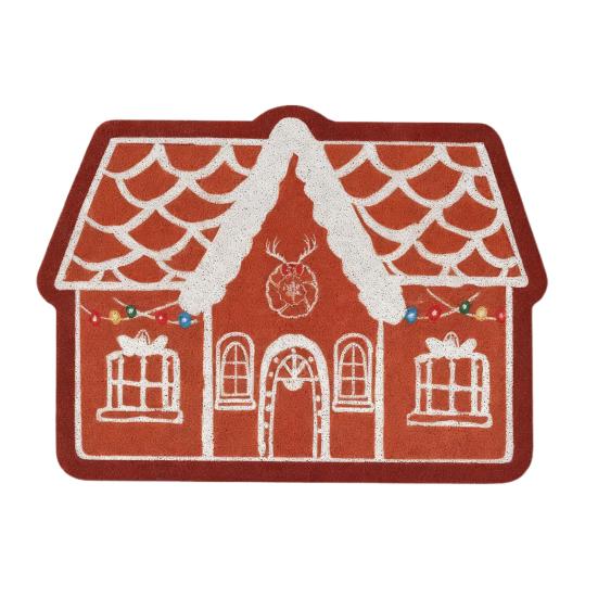 Gingerbread House Christmas Rug Gingerbread Welcome Door Mat Christmas Non Slip Entrance Rug