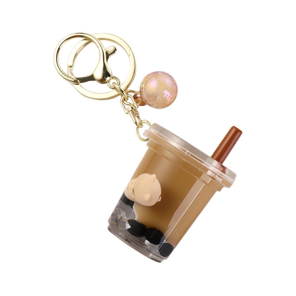 

Charms Acrylic Jewelr Accessories Key Chain Milk Tea Bottle Keyring Liquid Oil Keyring Milk Tea Cup Bear Keychain Bag Pendant