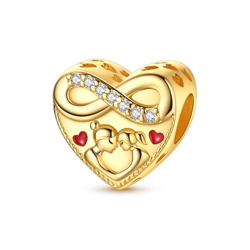 Golden Angel Virgin Mary Charms Bead 925 Silver Inlaid Zircon Puppy Pendants Fit Bracelet DIY Jewelry Gift