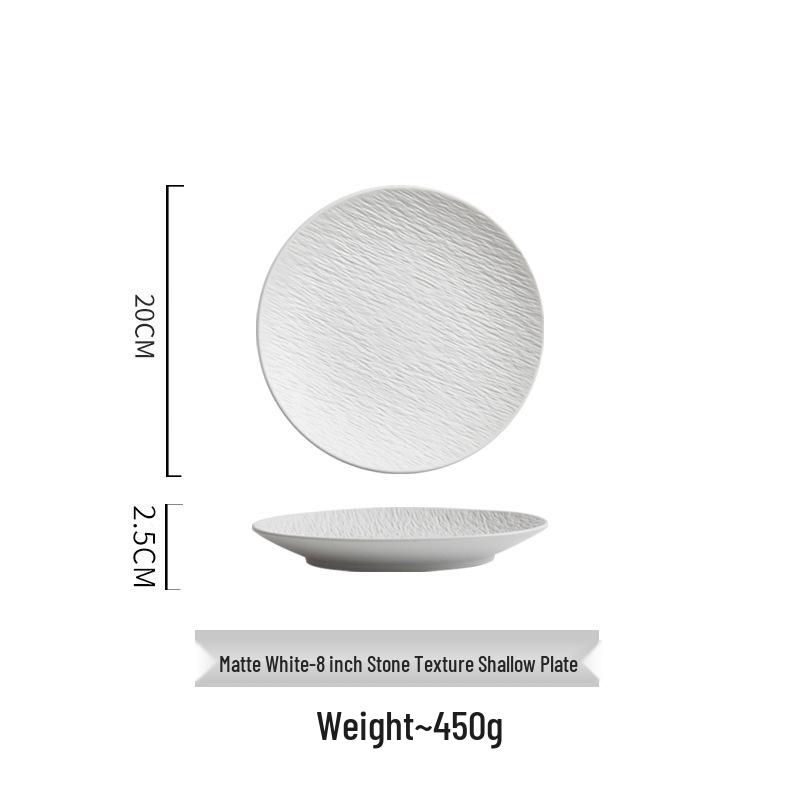 Black and White Ceramic Food-Grade Shallow Plate - Luxury Style for Meals and Breakfasts