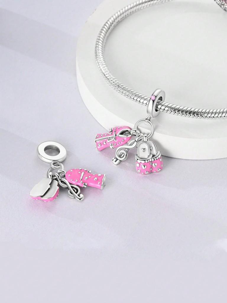 Charms Plata Backpack Flowers High Heels Beads Charm Copper Plated Fit Copperoriginal Bracelet For Jewelry Making Diy Charm