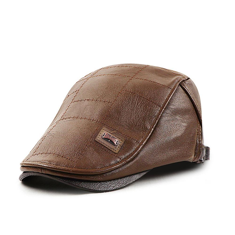 

Зимняя мужская ретро шляпа джентльмена для гольфа из искусственной кожи с надписью, британская шляпа художника, осенняя регулируемая беретка кофейный