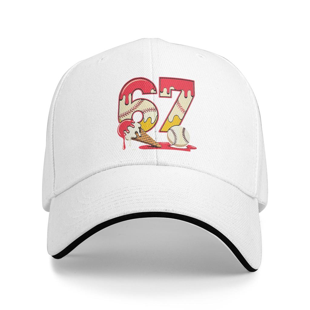 Baseball Drip 67 Cool Player Number 67 Ice Cream Drip Sun Baseball Cap Summer Fashion Hip Hop Hats For Men Skate Snapback Cap