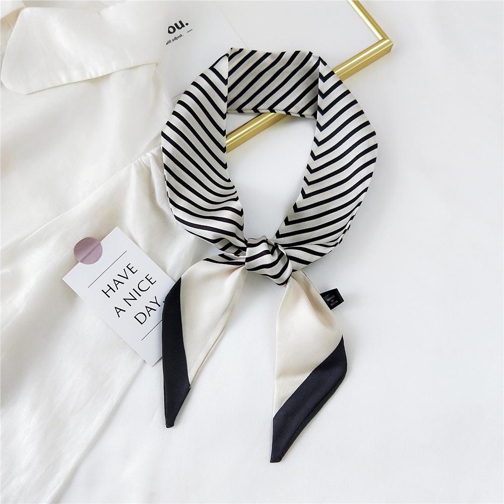 Decorative Simple Texture Silk Scarf Women'S New Style Spring And Autumn Summer Fashion Versatile Headscarf Work Scarf