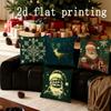 Christmas-themed Decorative Pillow Covers with Santa & Deer Pattern Cushion Cover Suitable for Sofa Bedroom Car Pillow Cover