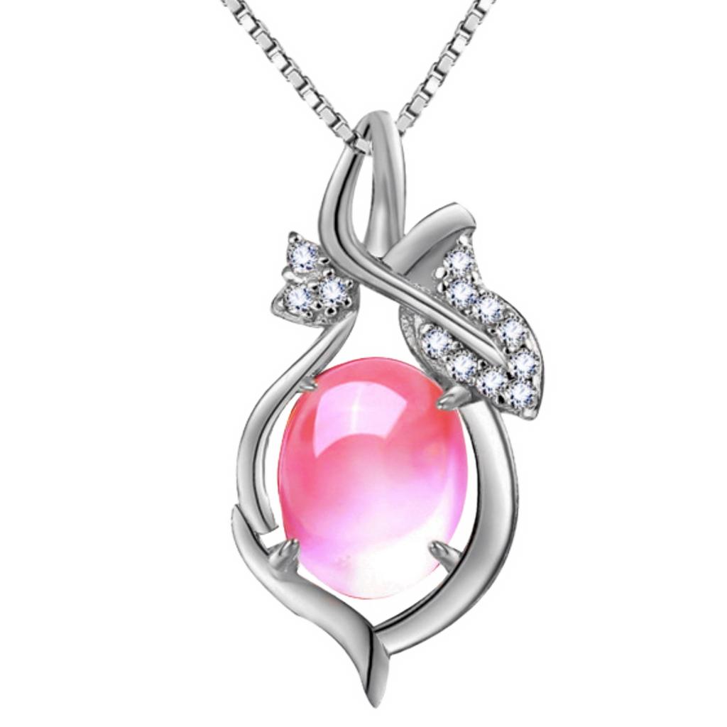 Planted Planted Powder Crystal Flower Leaf Pendant Necklace