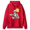 Halloween Is Good and Life Pumpkin Skeleton Halloween Cute Blank Hoodies Polyester Fiber Men's Oversize Long Sleeve Alphabet