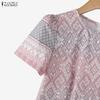 ZANZEA Women Casual Round Neck Summer Short Sleeve Print Dress