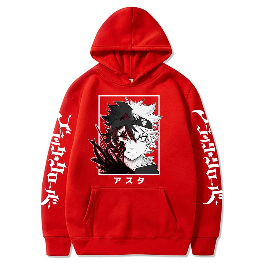 Black Clover Anime Men's Clothes Hoodie Sweatshirts Harajuku Manga Asta Oversized Winter Long Sleeve Streetwear Hoodies