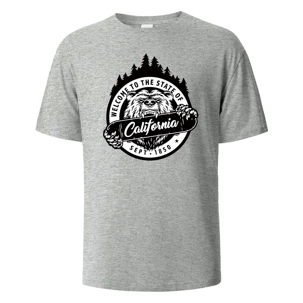 Herren T-Shirt mit Aufdruck Kalifornien 100% Baumwolle Oberteil Herren und Damen Sommer Atmungsaktiv Kurzarm Rundhals Basic T-Shirt Hoch