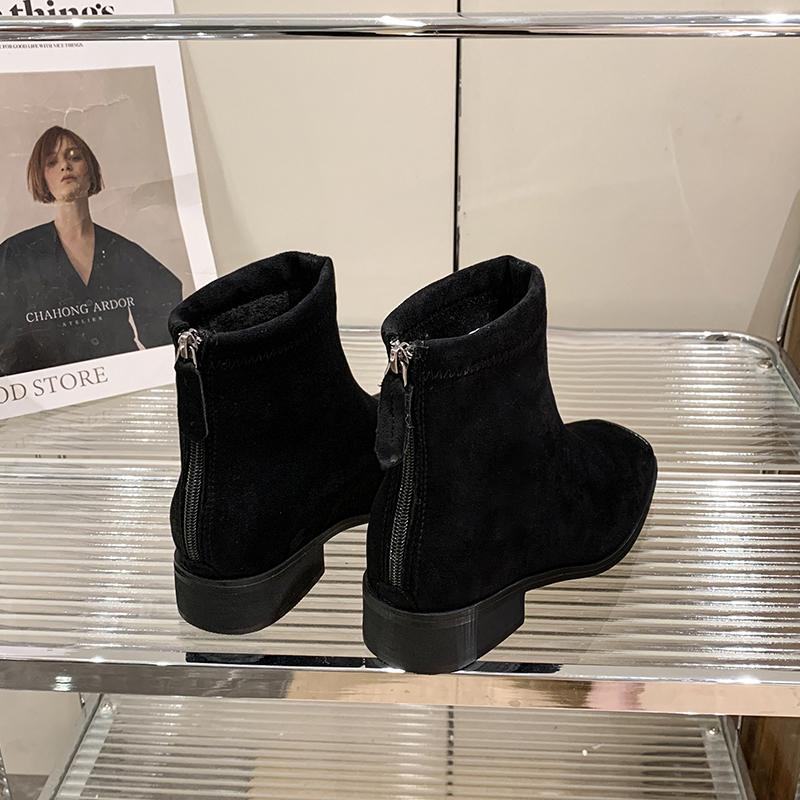 Mode Damen Stiefeletten Niedrige Absätze Klobig Mode Wildleder Freizeitschuhe Frau Winter Neu 2025 Trend Designer Gemütlich Schnee Botas De Mujer