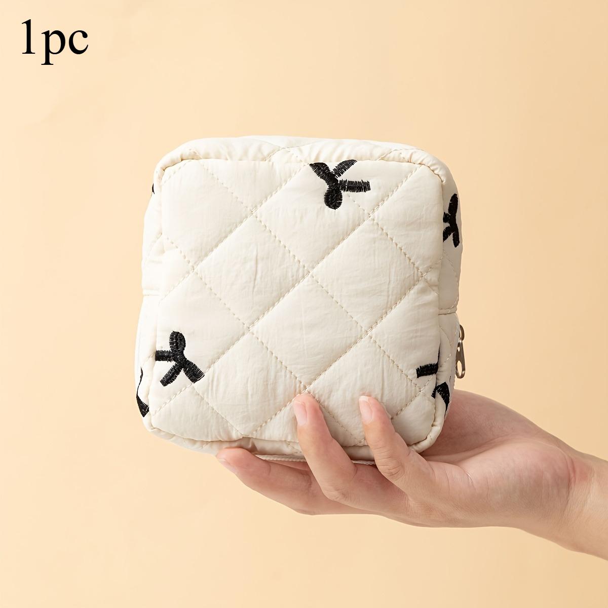 

Cute Bow Butterfly Sanitary Napkin Storage Bags Large Capacity Cartoon Portable Physiological Period Tampon Organiser Bag Pouch 1pc слоновая кость