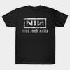 Herren Schwarzes Print-T-Shirt Nine Inch Nails Band No-Cut Transferpapier Print Baumwoll-T-Shirt