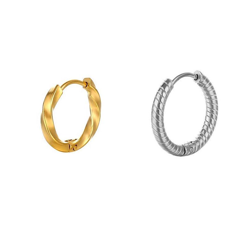 Simple Design Twist Wave Round Earrings Stainless Steel Classic Punk Circle Stud Ear Jewelry Party Gifts For Women Men
