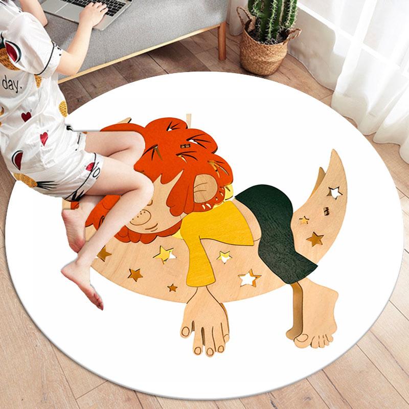 Meister Eder und sein Pumuckl Round Area Rug,Carpet Rug for Living Room Bedroom Sofa Playroom Decor,Non-slip Floor Mat