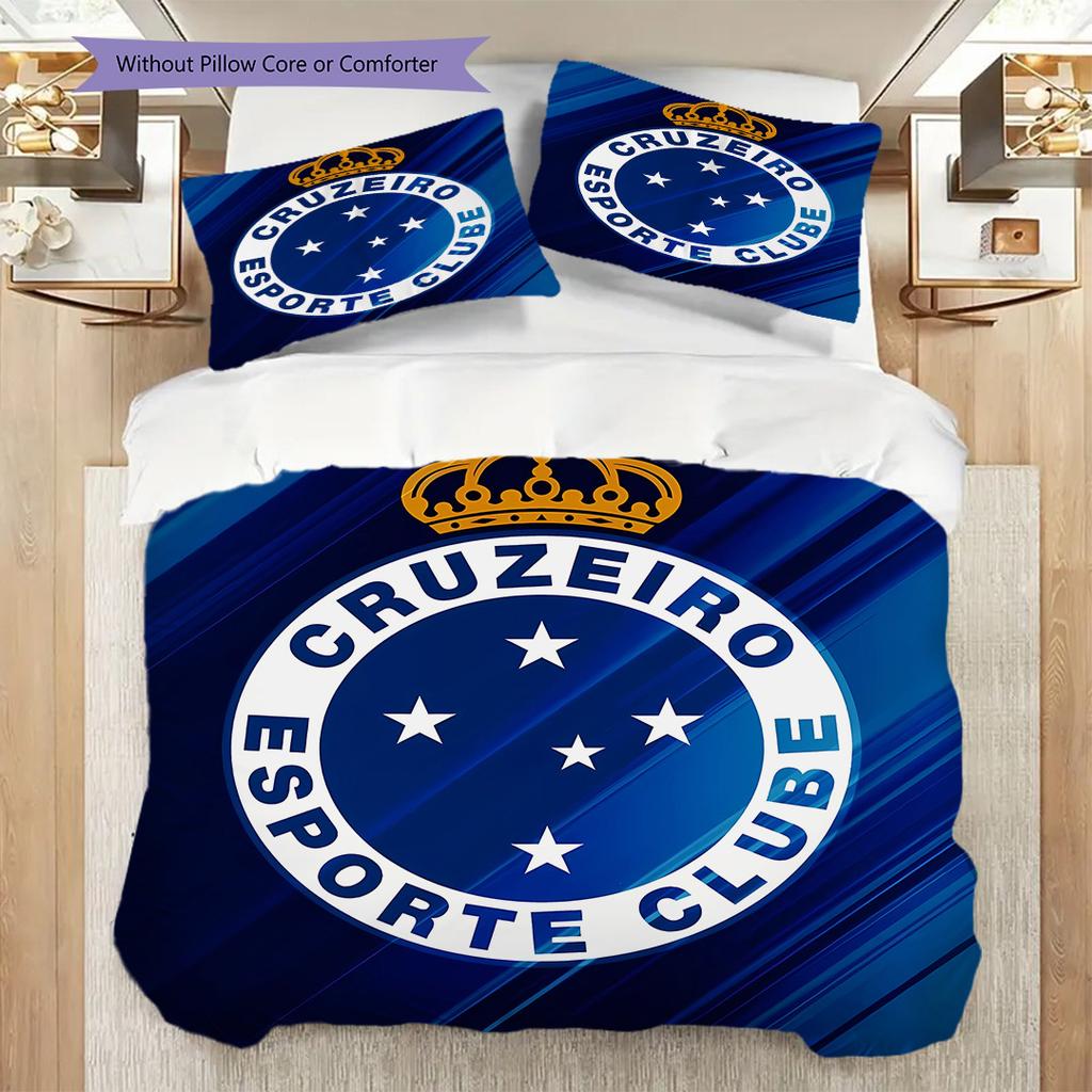 Cruzeiro Esporte Pattern Bedding Quilt Set Quilt Cover Pillowcase Home Decoration Birthday Gift (1 * duvet cover + 2 * pillowcase, without core)