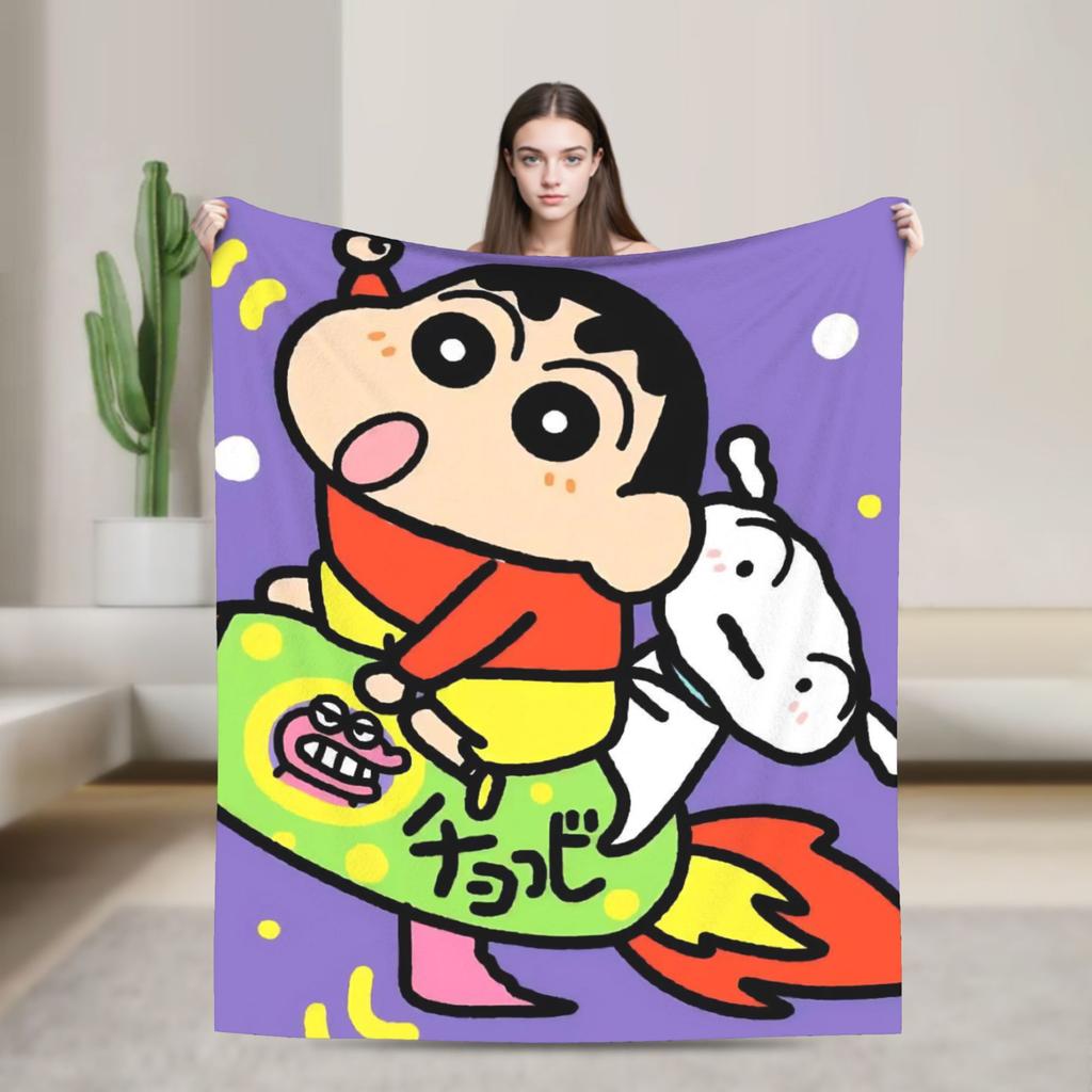 Shinchans Sleep Cartoon Blanket Cover Coral Fleece Plush Super Soft Throw Blankets For Outdoor Travel Bedroom Quilt