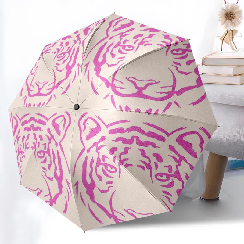 1pc Roses Garden Combination Pattern Sturdy 8-Bone Auto Umbrella, Bright Umbrella, Digital Printed, Foldable Umbrella for On-the-Go Outdoor Use