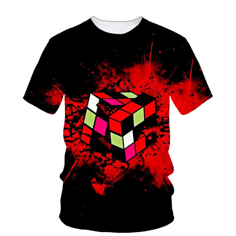 Rubik Cube  3D Printing T Shirt Man Summer O-Neck Short Sleeve Oversized Top Casual Tee Loose Streetwear Harajaku
