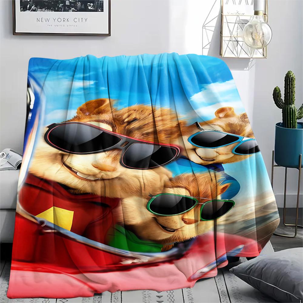 1pz Coperta in Flanella con Stampa di Alvin & The Chipmunks, Alta qualità per Tutte le Stagioni, Decorazione per la Casa, Calore e Comfort, Perfetta per Regali di Natale