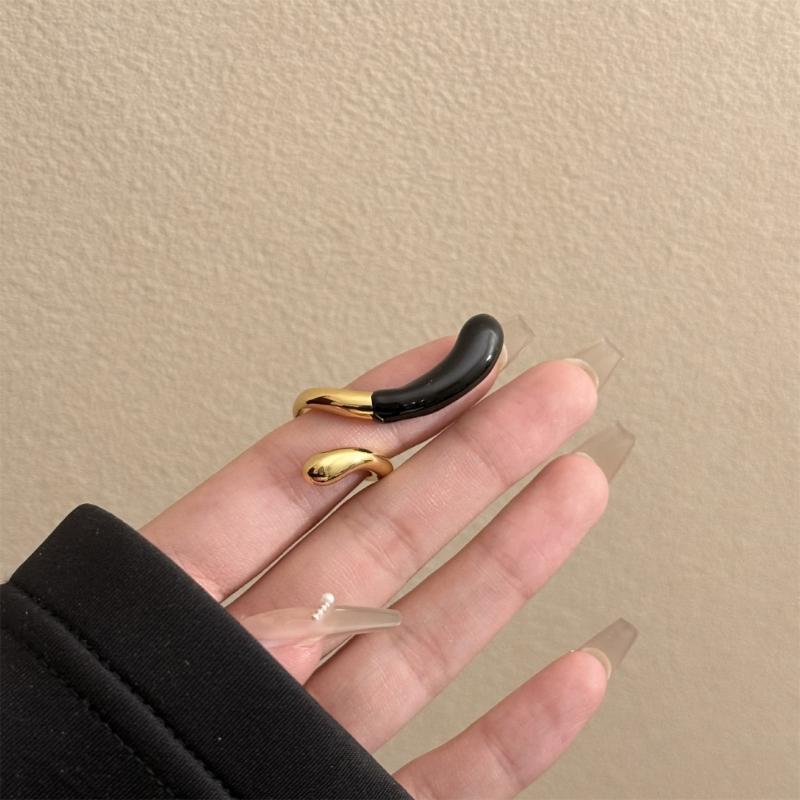 Unregelmäßiger Wassertropfen Offener Ring für Damen Verstellbarer Gebogener Öffnungs-Fingerring Zubehör Einzigartiges Festival-Accessoire