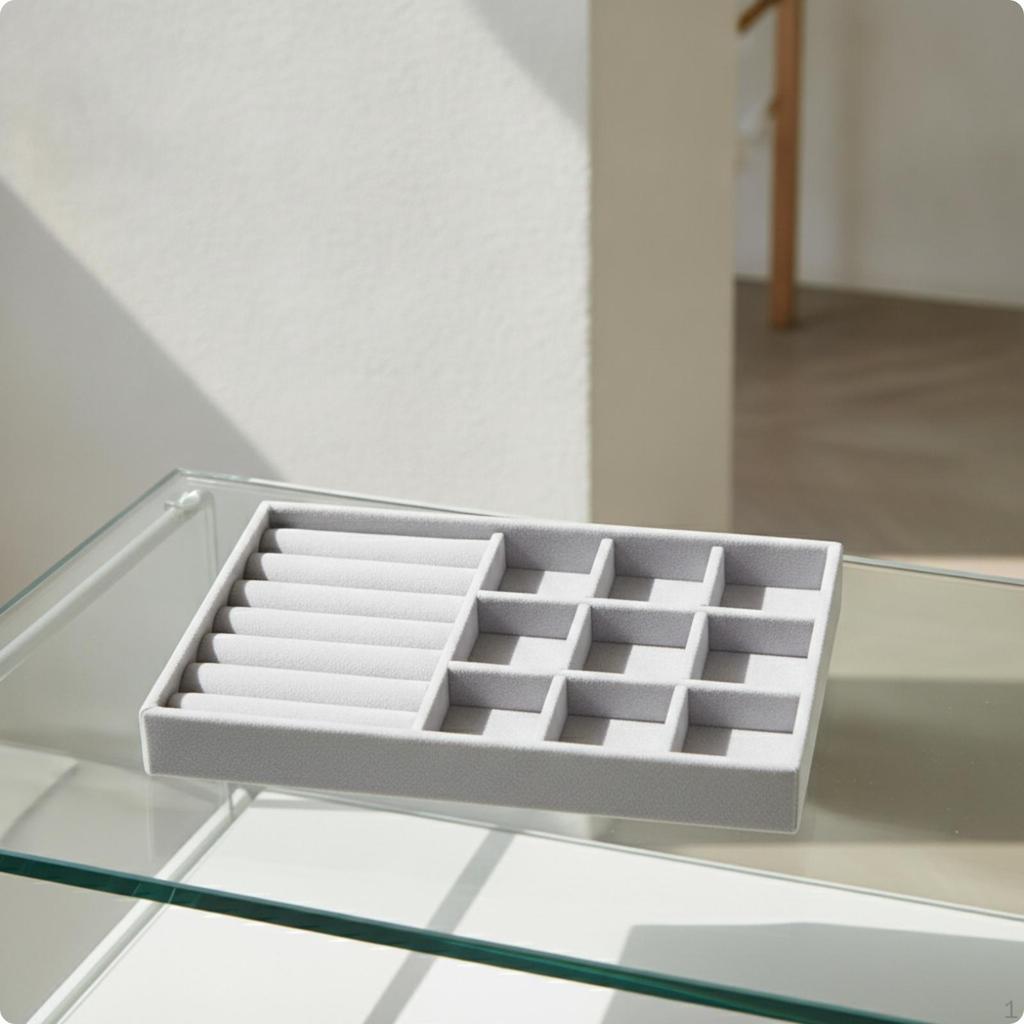 Schmuck-Display-Tablett Niedrigprofil Samt Stapelbar für Sammler, Juweliere, Schubladen,