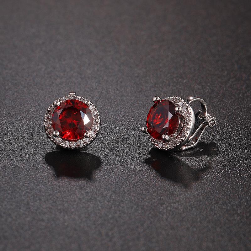 5628 Earring Clip with Colorful Zircon Stone Brass Material for Women