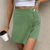 Solid Color High Waisted Culottes Button Decoration Comfortable Casual Green Shorts Summer Clothes Women 2026