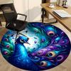 1pc Peacock Feather Art Chair Carpet for Office Non-Slip, Machine Washable Rug for Office - Holiday DecorMachine Made yy251029091
