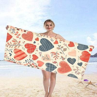Colorful Heart Pattern Beach Towel Patterned Sunscreen And Windproof Suitable For Swimming Pool Camping Travel Blanket