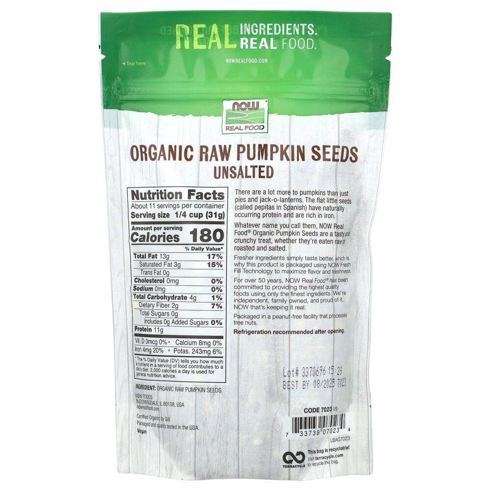 NOW Foods Real Food Raw Unsalted Pumpkin Seeds, 340g (12oz)