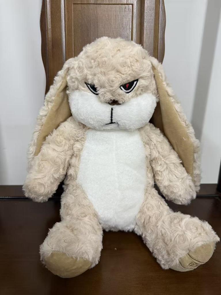 35cm Cute Angry Rabbit Plush Toy Soft Long Eared Stuffed Animal Doll Kids Birthday Gift Room Decor