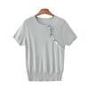 Mom's Fashionable Ice Silk Short-Sleeve Top for Middle-Aged Women