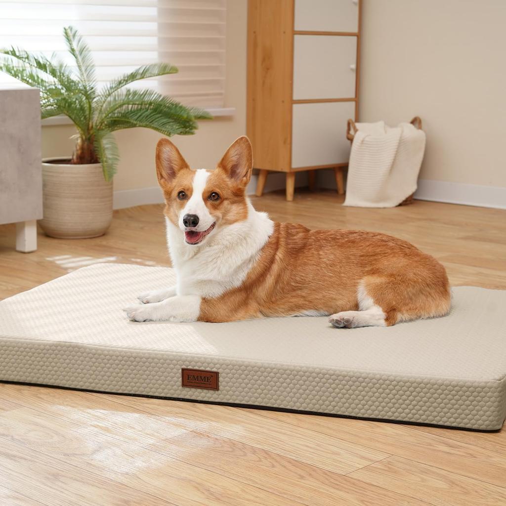 EMME Pet Bed for Cooling Pet Value and Suitable for Senior and Multiple Removable Camel Medium Cool-to-the-Touch Dogs, Mat, Q-max 0.4, Washable,