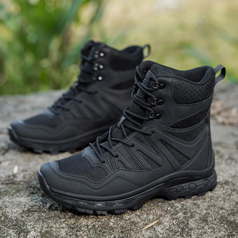 Men s 2025 Waterproof Tactical Military Mid-Calf Combat Boots for Outdoor and Desert Use 46 чёрный